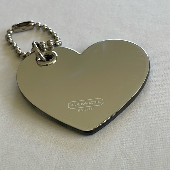 Coach Poppy Mirrored Heart Hangtag Bag Charm Keyfob Hang Tag Multi - Picture 2 of 14